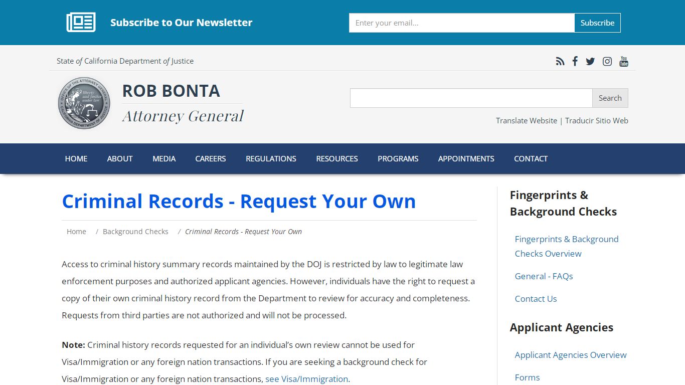 Criminal Records - Office of the Attorney General